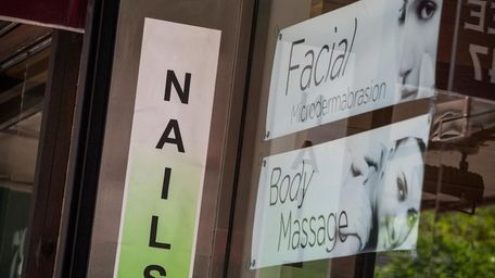 A nail salon is seen on May 11,