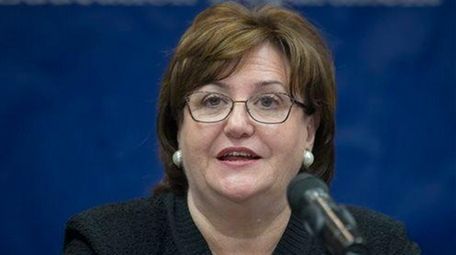 Mary Ellen Elia speaks during a news conference