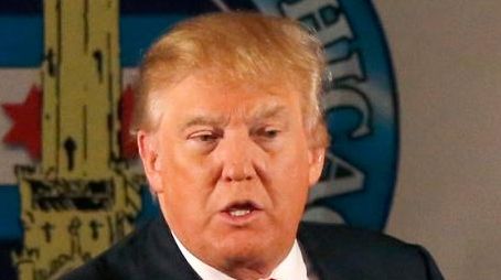 Republican presidential candidate Donald Trump casts a shadow