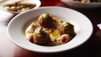Hummus with herbed falafel is a very good