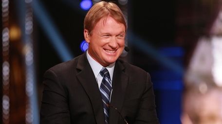 Jon Gruden is seen on the set during