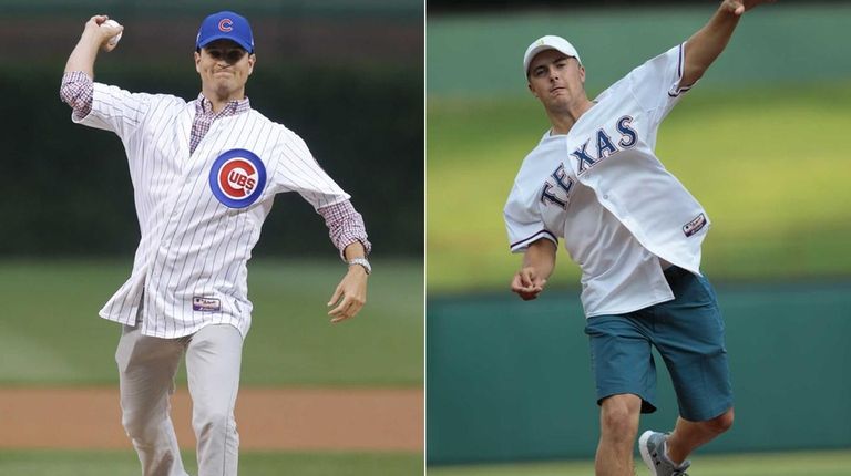 Left: Zach Johnson throws out a ceremonial first