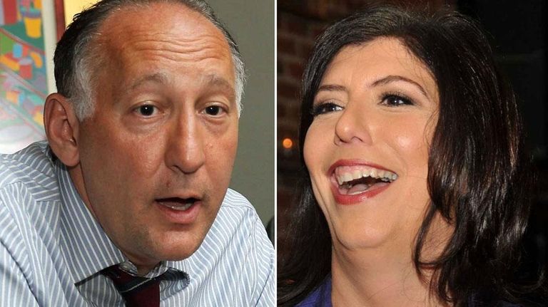 Acting Nassau District Attorney Madeline Singas, right, beat
