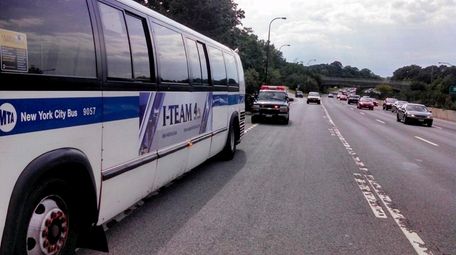 An MTA bus that was pulled over on