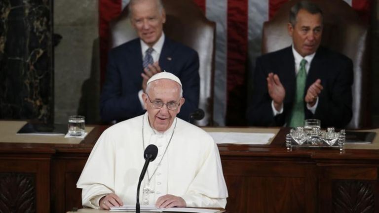 Pope Francis addresses a joint meeting of Congress