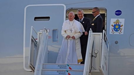 Pope Francis arrives at Kennedy Airport in Queens