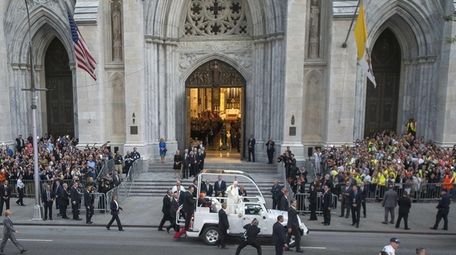 Pope Francis arrives at St. Patrick's Cathedral in