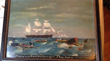 A painting of the whaling ship Bark Washington,