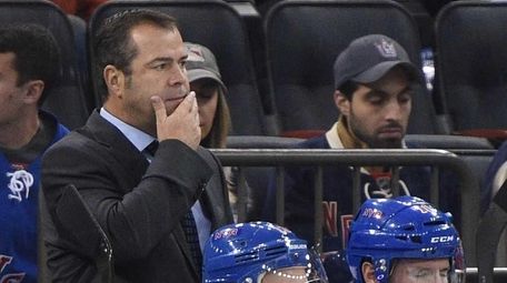 New York Rangers head coach Alain Vigneault looks