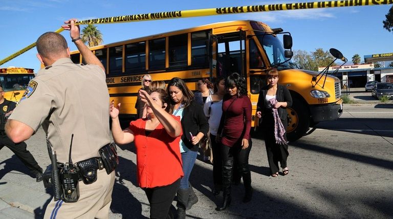 Employees and other people are evacuated by bus