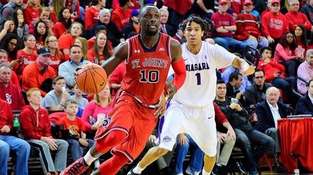 St. John's guard Felix Balamou (10) is