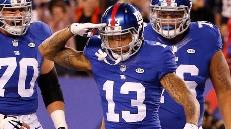 Giants wide receiver Odell Beckham Jr. (13) salutes