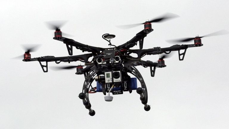 A drone is pictured during a demonstration