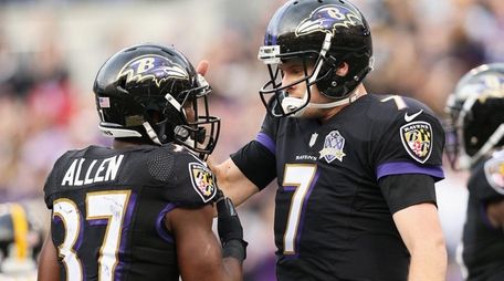 Ryan Mallett of the Baltimore Ravens congratulates Javorius