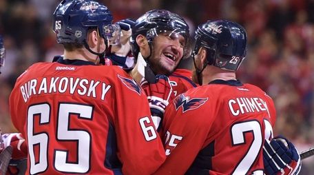 Alex Ovechkin of the Washington Capitals, center,