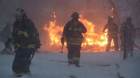 Firefighters from the East Farmingdale Fire Department respond