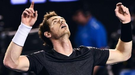 Andy Murray reacts after he defeated Bernard
