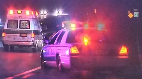 A Hunter ambulance at a fatality on Nicolls