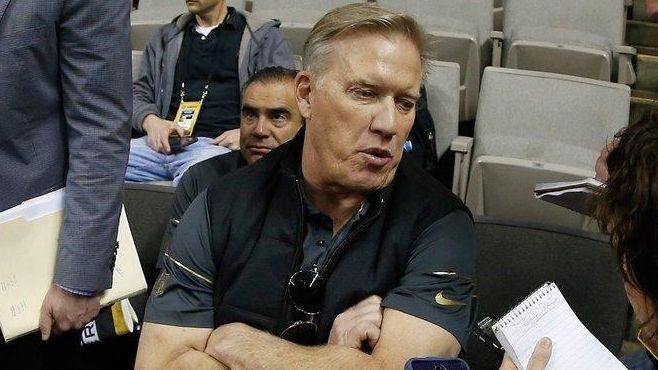 General manager John Elway addresses the media