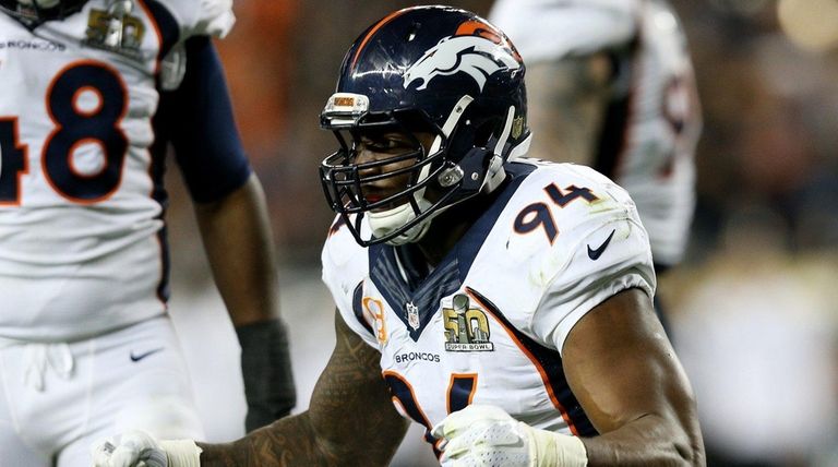 DeMarcus Ware of the Denver Broncos celebrates