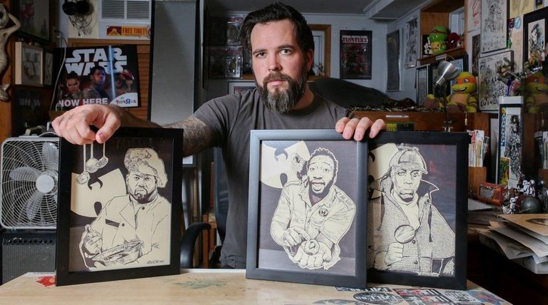 Illustrator Jason Koza poses for a portrait with