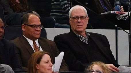 New York Knicks president Phil Jackson watches