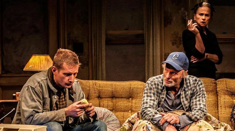Paul Sparks, left, Ed Harris and Amy Madigan