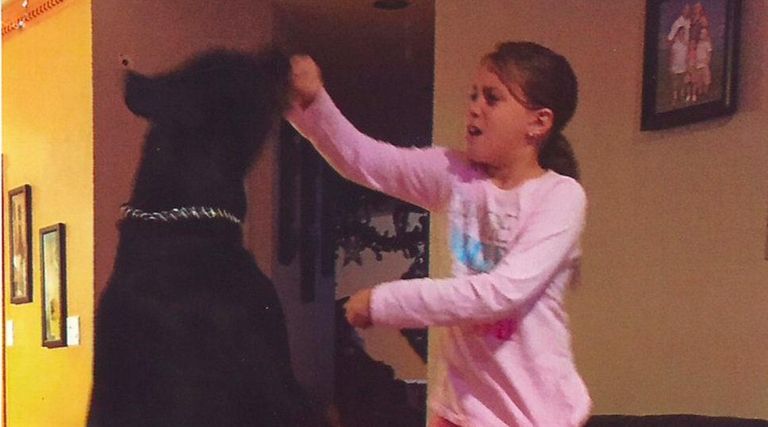 Isabella Capozzi teaches her dog Tyson how to
