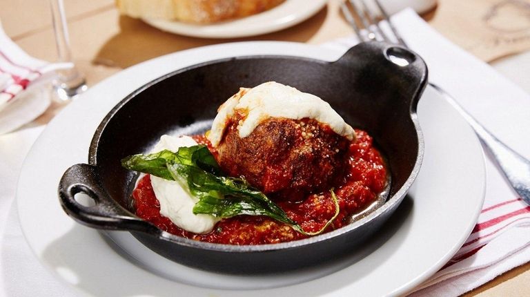 A lone meatball with ricotta is large enough