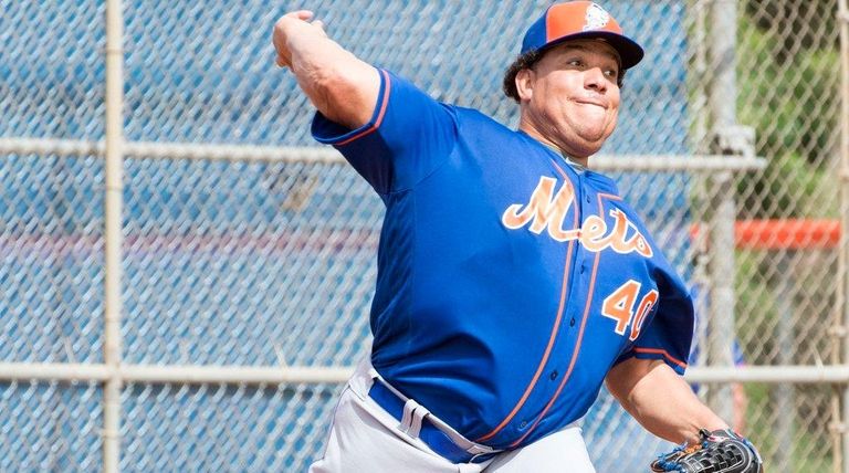 Bartolo Colon, throwing a bullpen session on Tuesday