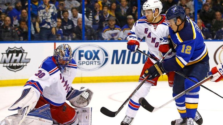 New York Rangers goalie Henrik Lundqvist blocks a