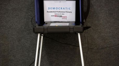 A voting booth set up for the South