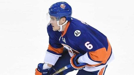 New York Islanders defenseman Ryan Pulock skates