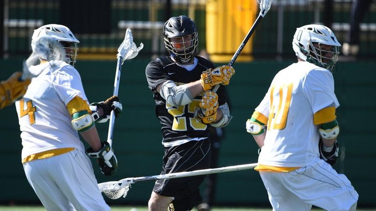 Adelphi attacker Salvatore Tuttle follows through on his