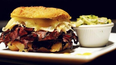 The pastrami knish sandwich at Press 195 in