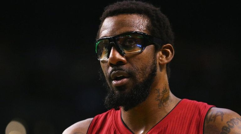 Amar'e Stoudemire of the Miami Heat looks on