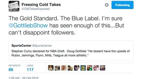 "Freezing Cold Takes" (@OldTakesExposed) describes itself in