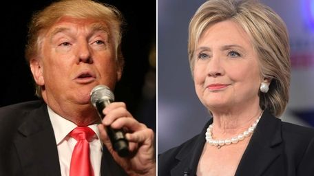 Republican Donald Trump and Democrat Hillary Clinton hold
