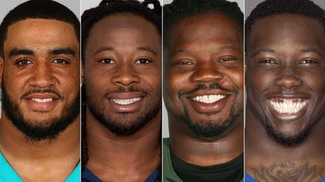 This composite image shows, from left, Giants signees