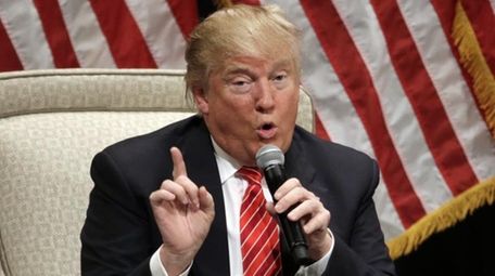 Republican presidential candidate Donald Trump speaks at a