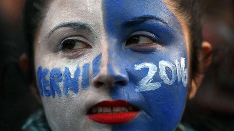 Thousands of people attend a rally for Democratic