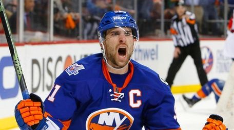 John Tavares of the New York Islanders celebrates