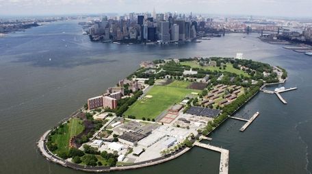 An aerial view of Governors Island in New