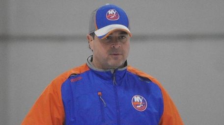 Islanders head coach Jack Capuano oversees team practice