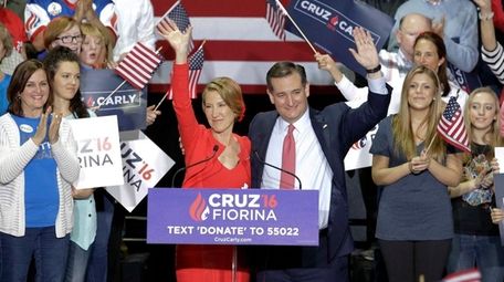 Carly Fiorina joins presidential candidate Ted Cruz as