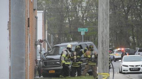 North Amityville firefighters and Suffolk County police respond