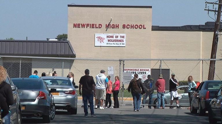 Scene outside Newfield High School in Selden where