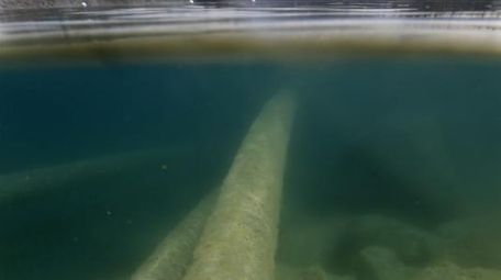 Pipes carry water into and out of a
