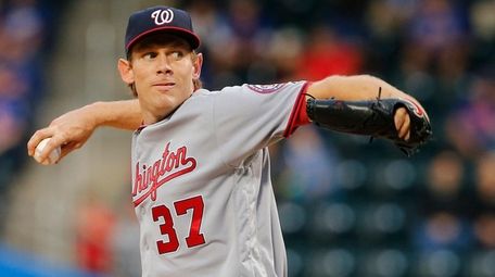 Pitcher Stephen Strasburg of the Washington Nationals delivers
