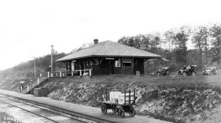 Shoreham railroad station, LIRR 1918. Ken Brady, Port